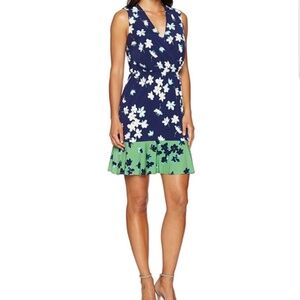 NWT Eliza J Women's Floral Printed Faux Wrap Surplus Bodice Dress Size 2